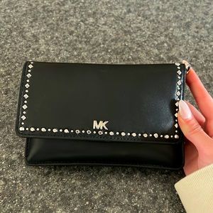 Black Michael Kors Wallet with attachable shoulder strap